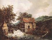 RUISDAEL, Jacob Isaackszon van Two Watermills and an Open Sluice near Singraven Sweden oil painting reproduction